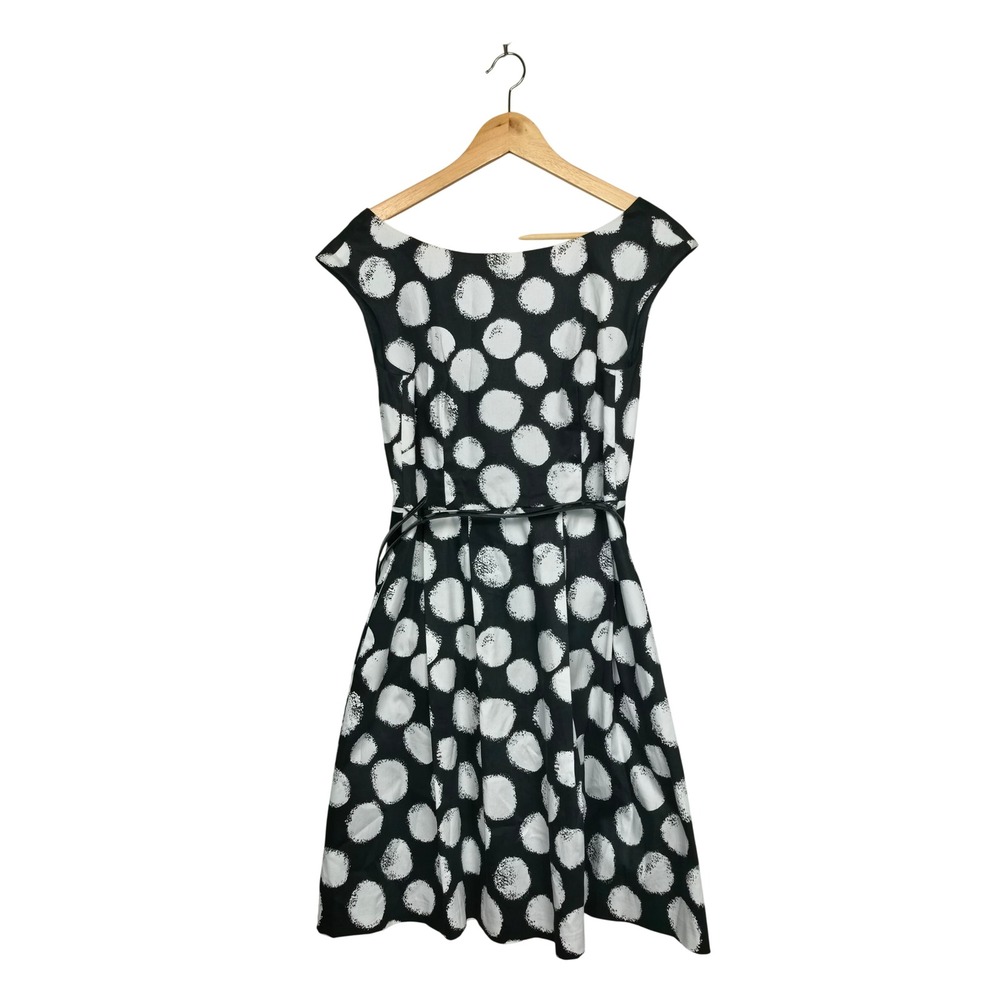 Eliza J Polka Dot Cotton Belted Fit‎ & Flarea Dress Black White With Belt 4